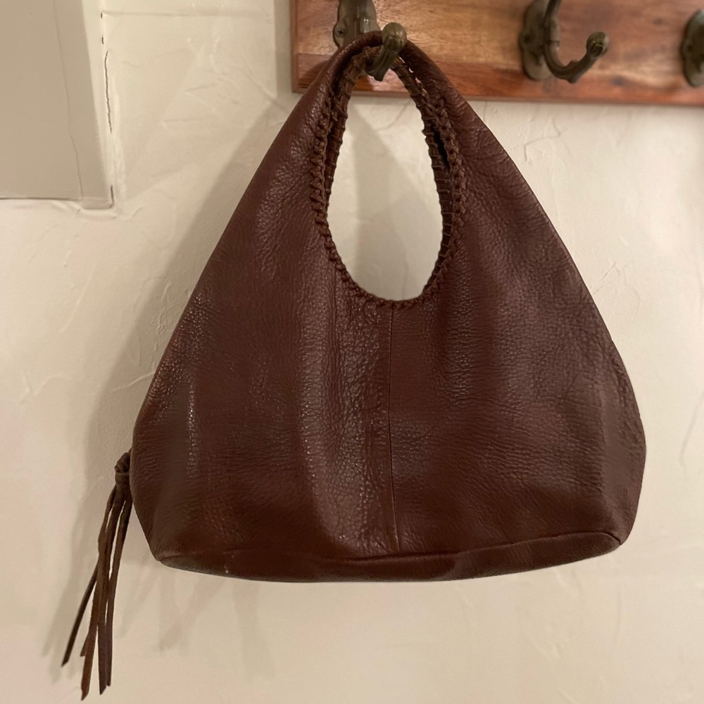 Banana Republic Chocolate Brown Pebbled Leather Hobo Shoulder Bag